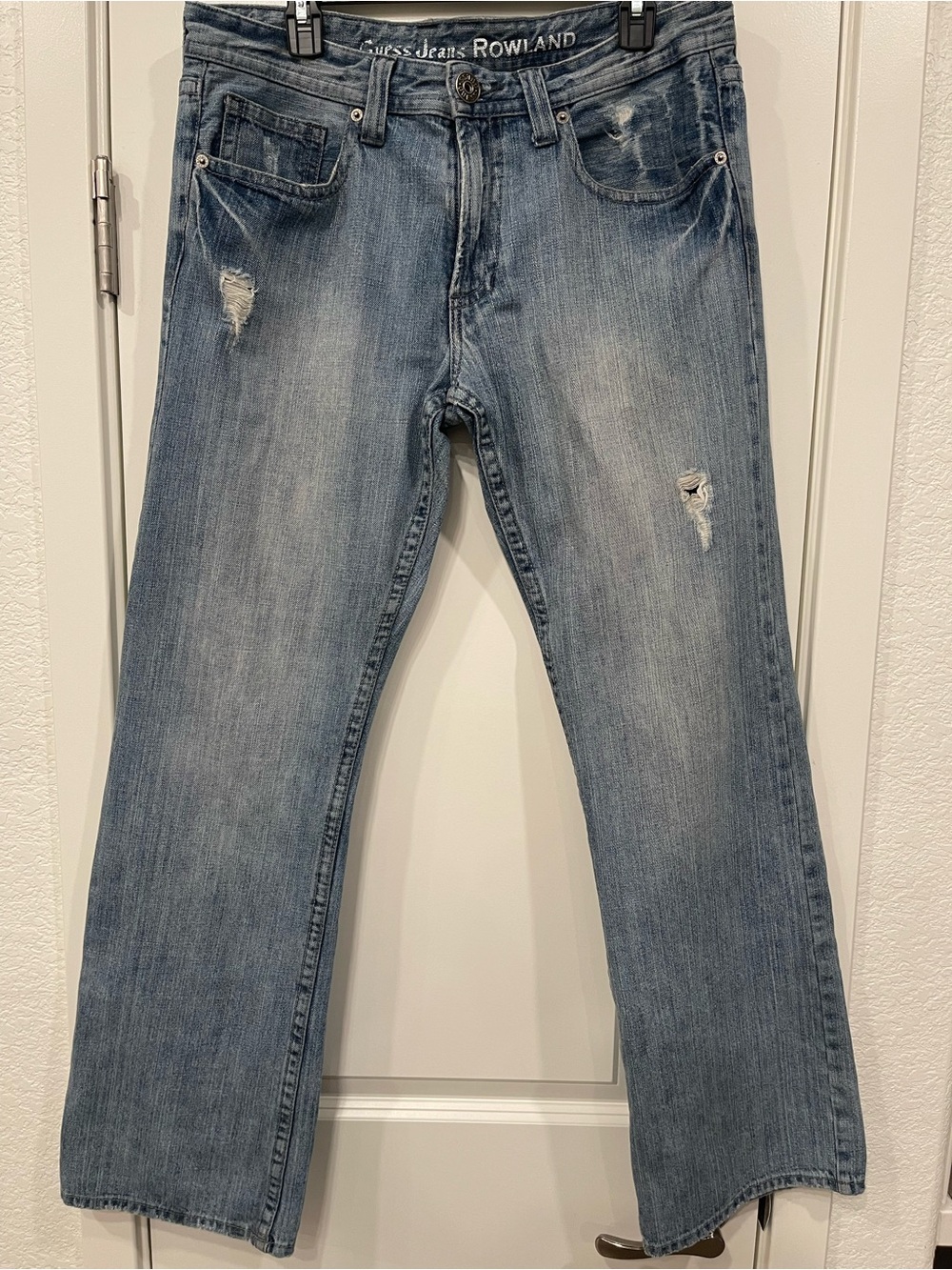 Vintage Y2K Guess Rowland Jeans Men's 34x32 Distressed Light Wash